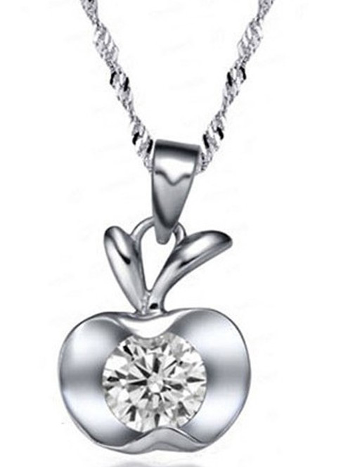 SS11017  S925 silver rhodium-plated apple pendant